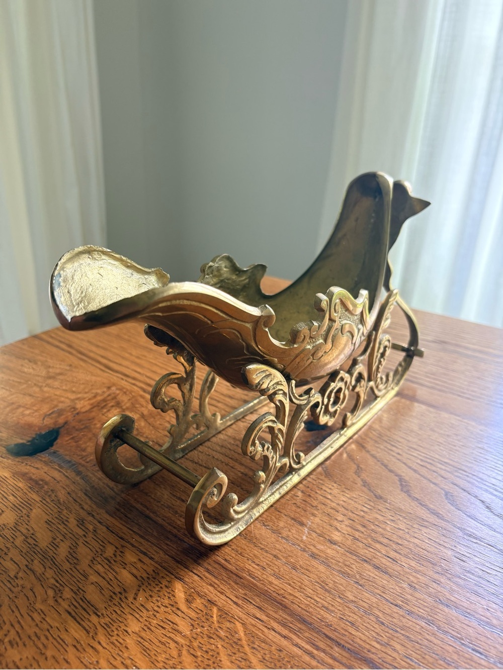 Vintage Brass deer and 2-piece sleigh- ~5.6 pounds ~19 inches long! Christmas! - Picture 4 of 15